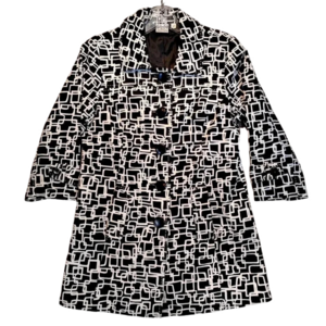 Cleo Petites Black & White Geometric Design Blazer  NWOT in Size Small